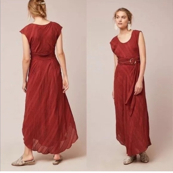 Anthropologie Dresses & Skirts - Anthropologie Moulinette Soeurs Guinevere Maxi Dress Sleeveless Rust Belted 10